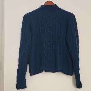 Qiviuk Blue Cable Knit Turtleneck Sweater
